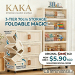 KAKA NEST 70cm Foldable Storage Cabinet With Wheels Durabox Plastic Wardrobe Kitchen Cabinet Organizer For Clothes Home